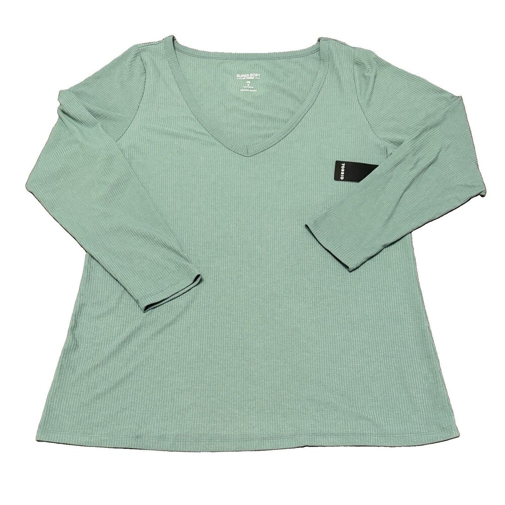 Torrid Super Soft Ribbed Long Sleeve Shirt Womens Size 3X Stretchy NWT $40 MSRP